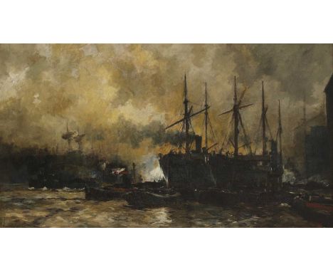 Charles Edward Dixon (1872-1934)The Pool of Londonsigned 'Charles Dixon' l.l., oil on canvas46 x 81.5cmCondition Reportoveral