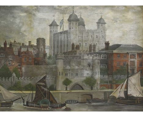 English School, 19th/20th centuryThe Tower of London from the Thamesoil on canvas45.5 x 61cmCondition ReportFramed 64 x 80cmU