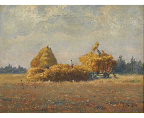 Gaston Brun (French, 1873-1918)Haymakingsigned 'Gaston Brun' l.r., oil on panel27 x 35cmProvenance: Anon. sale, Phillips, Lon