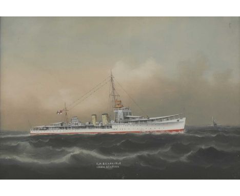 Chinese School, 20th century'H.M.S. Carlisle, China Station'inscribed as titled l.c., bodycolour on linen laid on board37.5 x