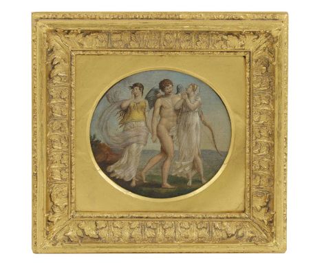 English School, early 19th centuryClassical figuresoil on canvas in a painted circle22.5cm diameterCondition ReportOverall 39