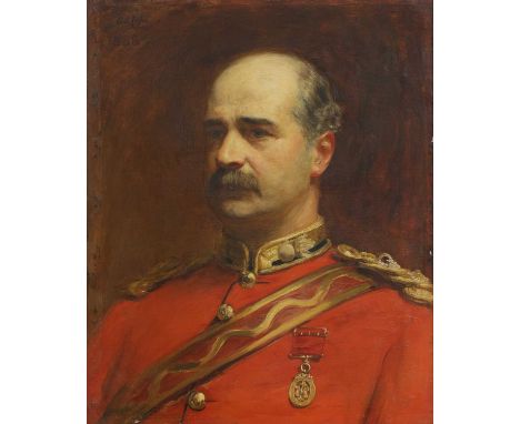 Sir Arthur Stockdale Cope RA (1857-1940)Portrait of William de Wiveleslie Abney (1843-1920), bust-length, in red military uni