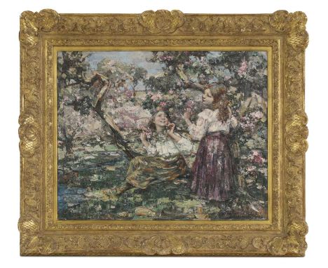 Edward Atkinson Hornel (1864-1933)'Girls Among the Blossom'signed and dated 'Ea.Hornel 1910' l.r., oil on canvas50.5 x 62cmPr