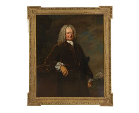 Attributed to George Knapton (1698-1778)Portrait of Admiral Sir John Norris (c.1660-1749), three-quarter-length, in a brown c