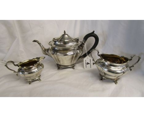 Hallmarked Batchelors 3 piece silver tea set - Total weight: 680g