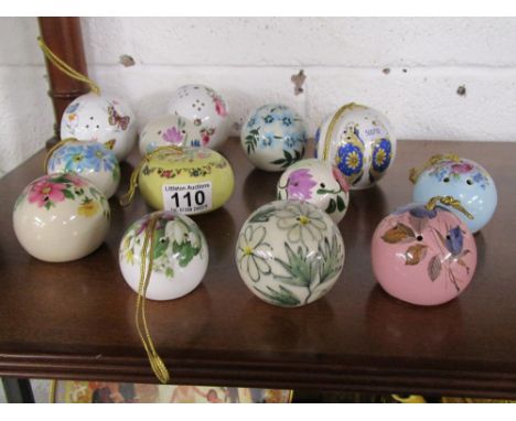 Collection of 13 ceramic pomanders