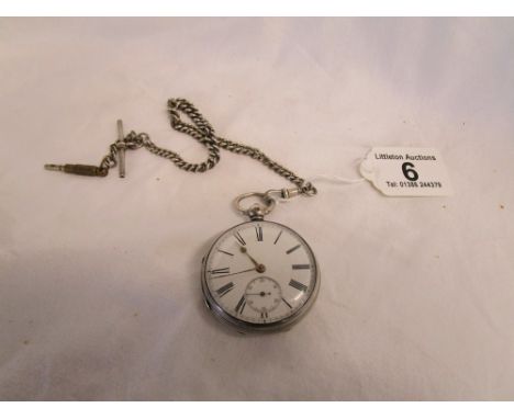 Silver pocket watch with hallmarked silver Albert chain