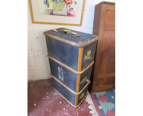 Wooden banded steamer trunk