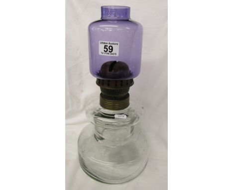 Oil lamp with lilac glass shade