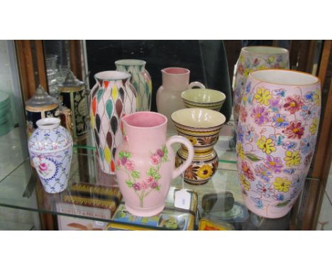 Shelf of vases etc