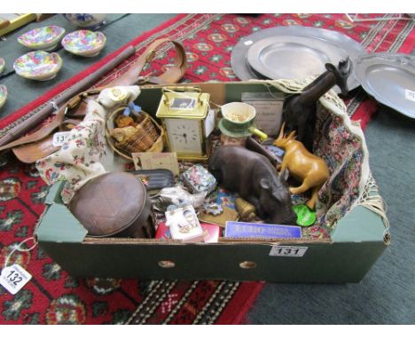 Box of collectables to include Bayard carriage clock