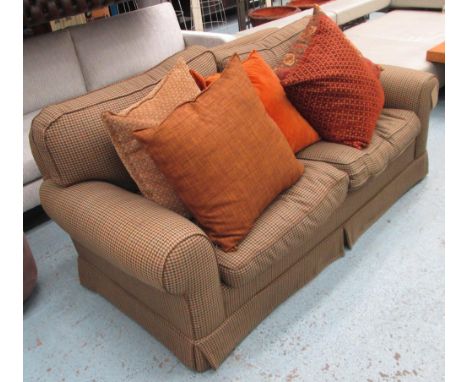 SOFA, with tweed Ralph Lauren upholstery and loose scatter cushions, 199cm L. 