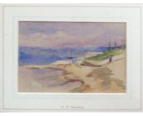 A R STRADLING, 'Harbour scene' watercolour, 11cm x 17cm, framed.