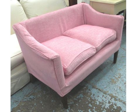 PINK SOFA, of compact proportion, 67cm D x 79cm H x 115cm W. 