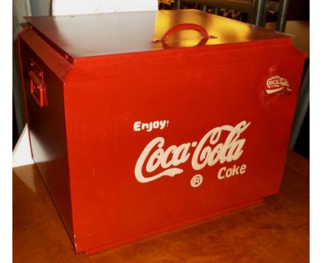 COCA COLA COOLER TRUNK, painted metal, 44cm x 37cm x 36cm H. 