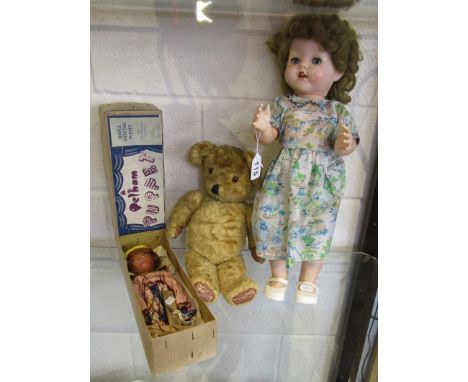 Toy doll, teddy &amp; Pelham puppet