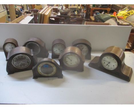 A selection of eight oak and mahogany mantel clocks to include a James Walker Ltd clock A/FLocation: 