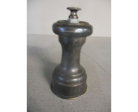 A George V Hukin and Heath Peugeot Freres silver pepper grinder, Birmingham 1929Location: 