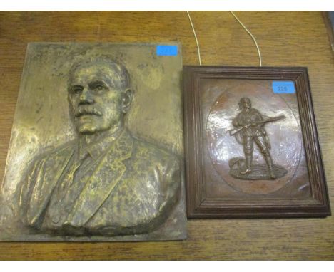 Richard Caton Woodville (1856-1927) - a bronzed patinated metal plaque titled A Gentleman in Khaki 21cm x 17.5cm in an oak fr