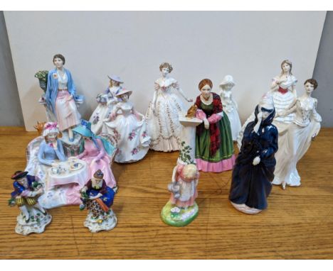 Thirteen Royal Doulton, Royal Worcester and other figures to include HN3230 limited edition, HN2934, HN1747, HN4001 and other