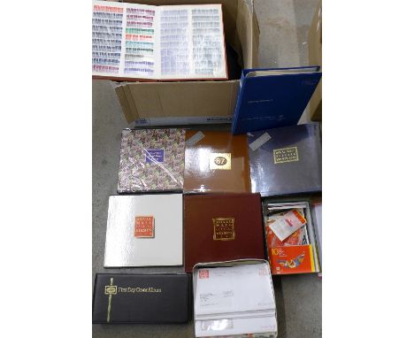 Stamps;-Great Britain Queen Elizabeth II collection in box; with two organised albums of mint and used stamps from 1952 throu