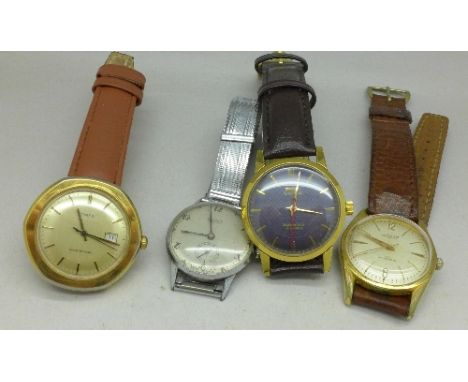 Four gentleman's wristwatches;- Sona, Prestige, Accurist and Timex