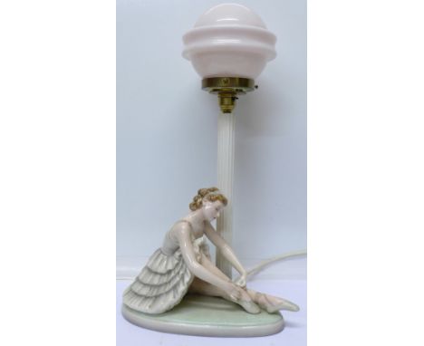 A continental Art Deco ballerina table lamp