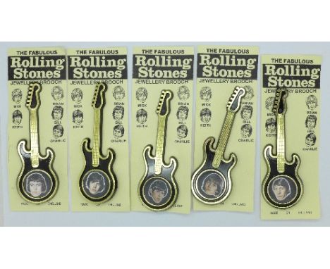 Five Rolling Stones guitar badges