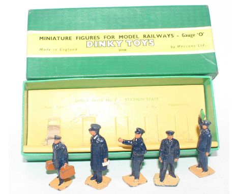 Dinky Toys miniature for model railways 0 gauge gift set No. 001 station staff, housed in the original all-card display box