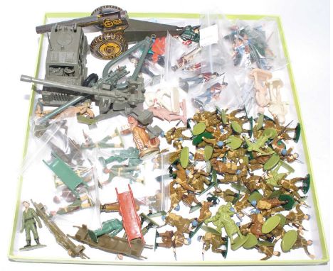 One tray containing a quantity of mixed loose plastic, resin, and white metal mixed military figures and accessories, to incl