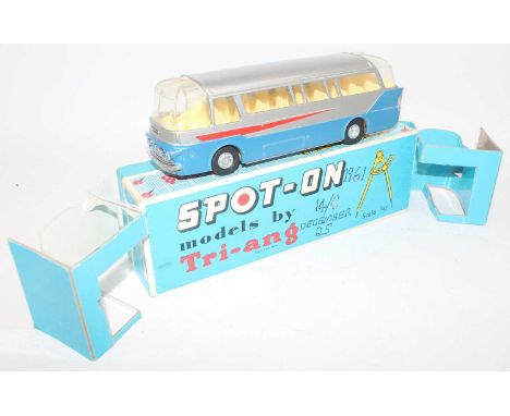 Spot-On No.156 Mulliner Coach: silver, metallic light blue, red side flashes (one small chip to red flash) cream interior, ca