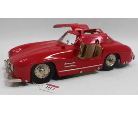 Marklin, large scale tinplate clockwork Mercedes 300SL Sports Car, red, opening gull-wing doors, loose example (VG)