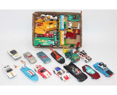 A mixed group of mainly Corgi and Matchbox loose models which include a 270 silver James Bond Aston Martin with tyre slashers