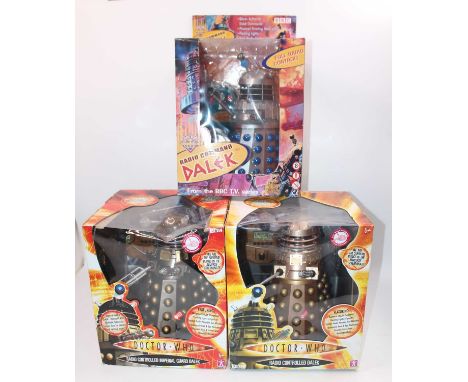 Three various boxed large scale Dr. Who radio-controlled Daleks, to include a character online radio controlled imperial guar