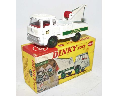 Dinky Toys, No.434 Bedford T.K crash truck, white body," TOP RANK" logo, green hubs ,comes in a lid picture box with correct 