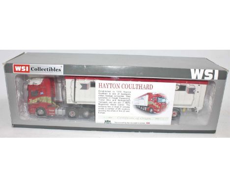 WSI Collectibles 1/50th scale "Hayton Coulthard" in red and white Scania R Topline 6x2 (RHD) Cargofloor with cert. (NM-BVGNM)