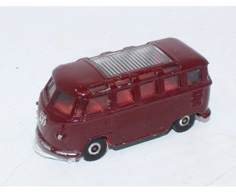 A Lonestar Road-Supercars series 1/59 scale model of a VW Microbus, finished in maroon with silver detailing and silver walle