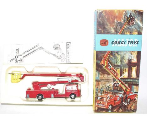 A Corgi Toys No. 1127 Simon Snorkel fire engine comprising of red body with yellow interior with original leaflet housed in t