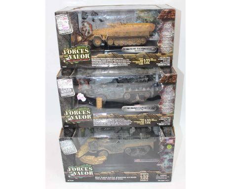 A Unimax trade box of 3 Forces of Valor 1:32 models to include No.81003 US Army M16 multiple gun armoured vehicle and 2x No.8