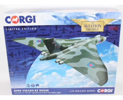 A Corgi Aviation Archive model No. AA27201 1/72 scale diecast limited edition model of an Avro Vulcan B2, XH558 Aircraft, tit