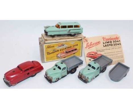 Schuco Boxed and Loose Tinplate Group, to include No.3118 Elektro Varianto, No.3041 Limo, and 2x No.3042 Varianto Lasto, 1 wi
