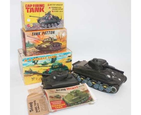 Collection of boxed, loose and part boxed Military Vehicles, to include M-4 Combat Tank (Battery Operated, Boxed), Part Boxed