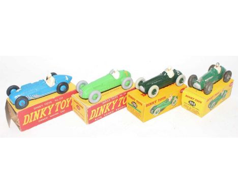 Four various original boxed but repainted Dinky Toy diecast vehicles to include a No. 23K Talbot Lago housed in a Ferrari No.