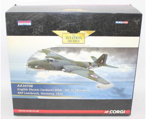 A Corgi Aviation Archive model No.AA34708 1/72 scale limited edition model of a No.16 Squadron English Electric Canberra, hou