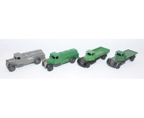 Four various loose Dinky Toys commercial vehicles to include a Dinky Toys No. 25D Pool petrol tanker, a Dinky Toys No. 25D gr