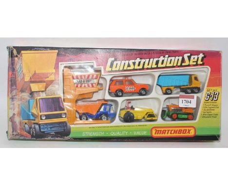 A Matchbox Superfast G-13 construction gift set, housed in the original sliding tray window box, comprising of granule hopper