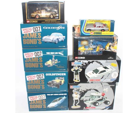 One box containing nine various boxed Corgi James Bond 007 diecast vehicles and accessories, to include a Special Agent 007 A