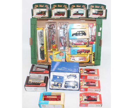 Two trays containing a quantity of mixed modern issue and vintage reproduction boxed diecast to include EFEs, Corgi Classics,