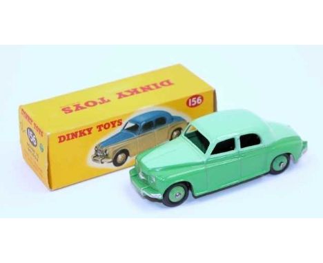 A Dinky Toys No.156 Rover 75 saloon in two-tone green body with mid-green hubs in the original correct colour spot box (NM, B