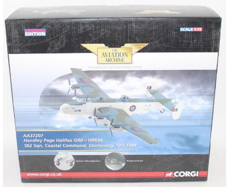 A Corgi Aviation Archive model No. AA37207 1/72 scale limited edition diecast model of a Handley Page Halifax GR2, housed in 